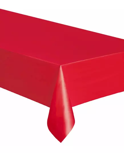 Red rectangular plastic tablecloth 137 x 274 cm