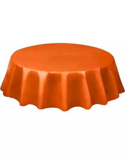 Orange round plastic tablecloth 213 cm