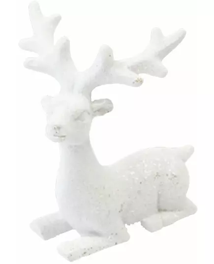 6.6 cm white glitter resin reindeer