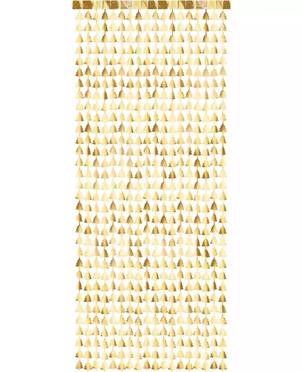 Golden fir tree glitter thread curtain 100 x 245 cm
