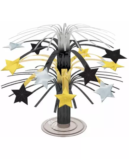 Black, gold and silver star centerpiece 19 cm