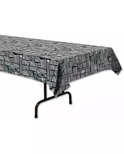 Grey stone effect tablecloth 137 x 274 cm