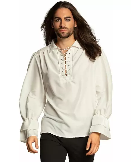 Hvit piratbluse for menn, Størrelse: Small/Medium