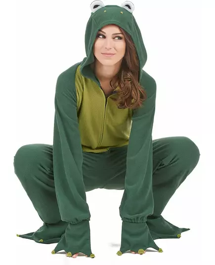 Damejumpsuit med frosk og hette