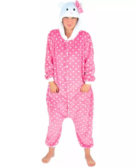 Rosa katt-jumpsuit for voksne