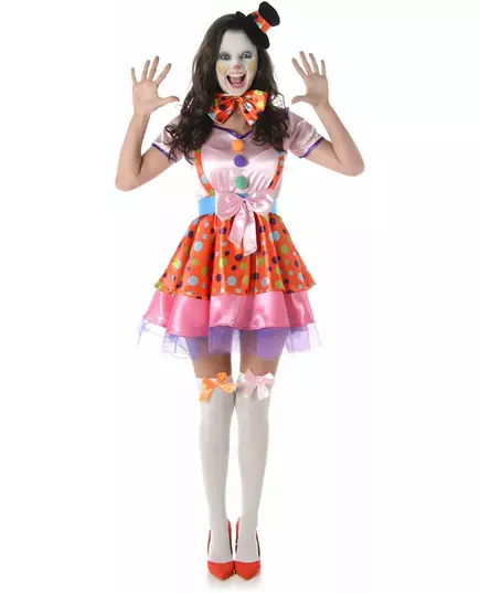 Women's colorful polka dot clown costume, Size: Small