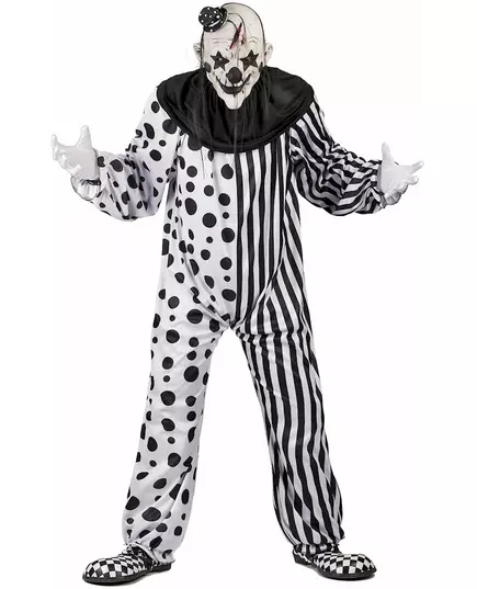 Killer clown costume with adult mask, Size: Medium