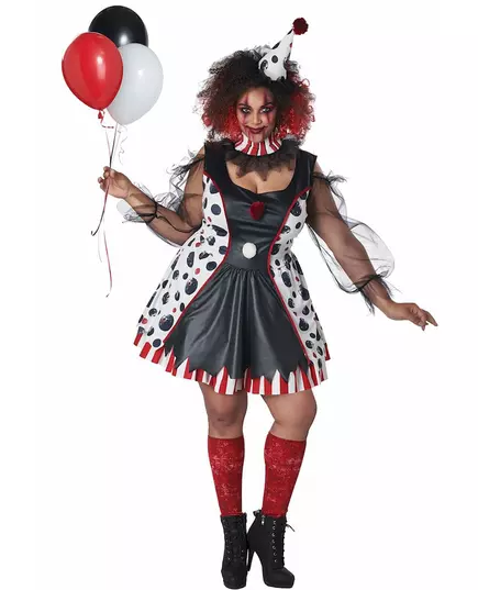 Psycho clown costume dress plus size women, Size: XX-Large (46/48)
