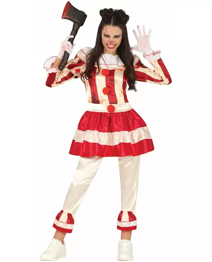 Terrifying red and white teenage clown costume