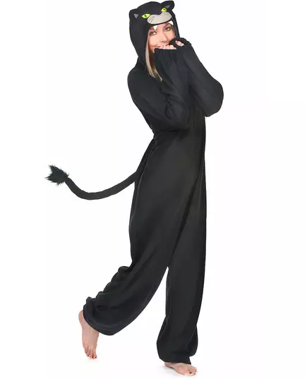 Svart panter-jumpsuitkostyme til kvinner