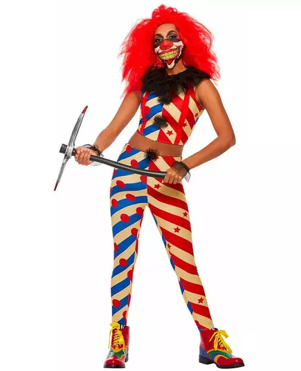 Two-tone creepy clown costume for women