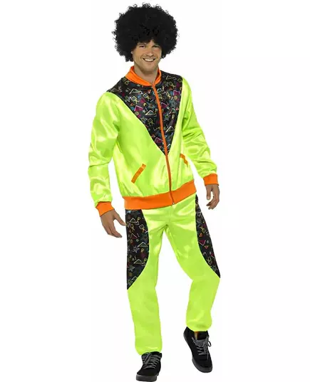 Grønn retro joggedress for menn, Størrelse: Medium