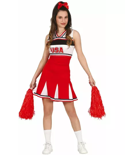 Rødt cheerleader-kostyme for tenåringer