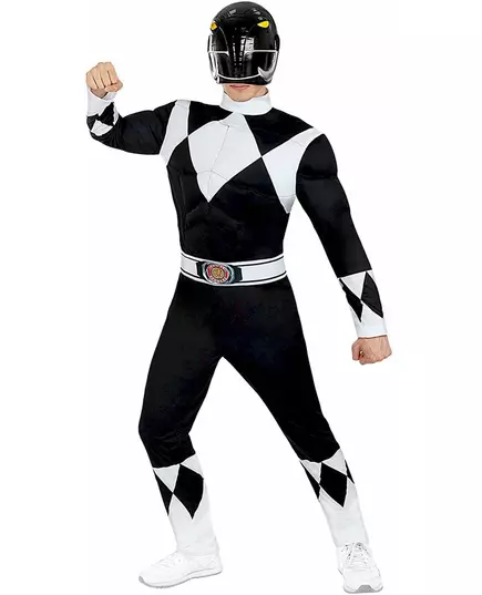 Svart Power Ranger-kostyme for voksne, Størrelse: Medium