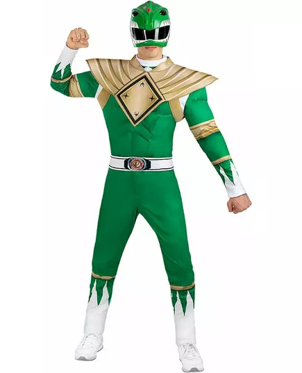 Grønt Power Ranger-kostyme for voksne, Størrelse: Large