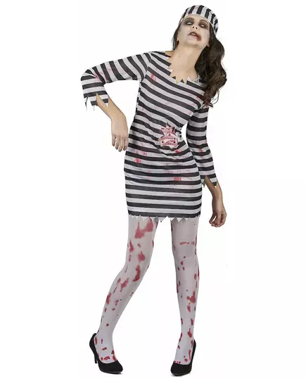 Scary zombie prisoner costume for women, Size: Small