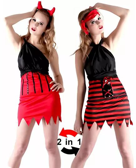 Reversible pirate and demon costume for women