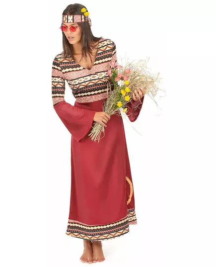 Burgundy hippie costume for women, Size: Medium