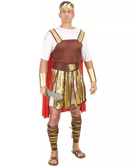 Roman gladiator costume with red cape for men