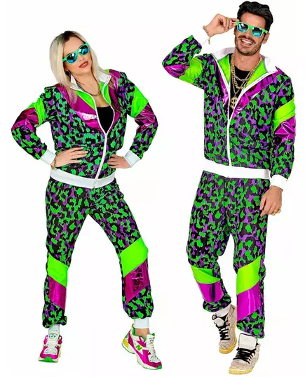 Plus size neon leopardprint treningsdrakt, Størrelse: XX-Large