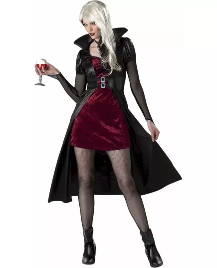 Rødt vampyrkostyme for kvinner til Halloween, Størrelse: Small (38/40)