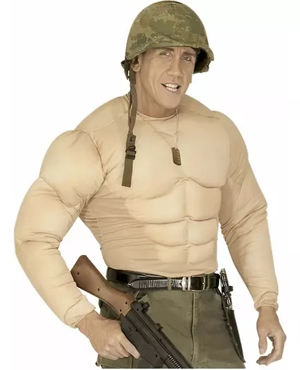 Voksen militær muskel falsk torso, Størrelse: Medium