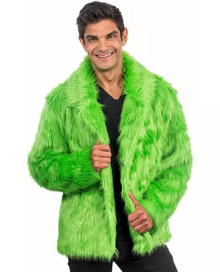 Adult green faux fur coat, Size: Large