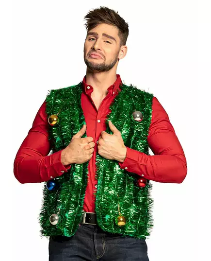 Adult green Christmas tree jacket with balls