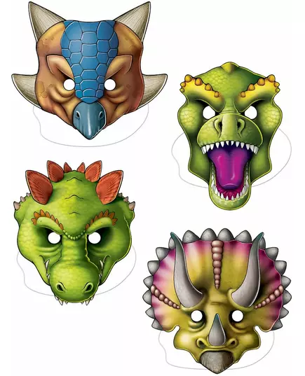 4 dinosaurmasker av papp