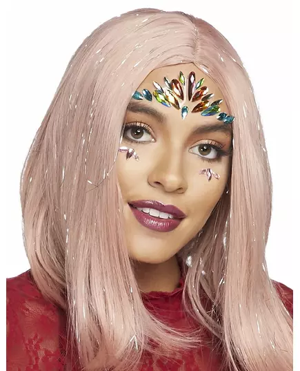 Multicolored adhesive face jewels