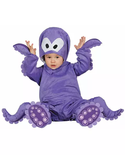 Baby purple octopus hooded jumpsuit costume