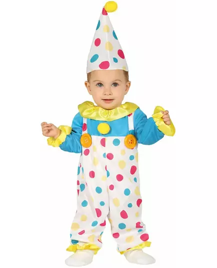 Baby pastel polka dot clown jumpsuit costume, Size: 18-24 months (89 - 93cm)