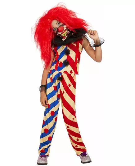 Two-tone creepy clown costume for girls