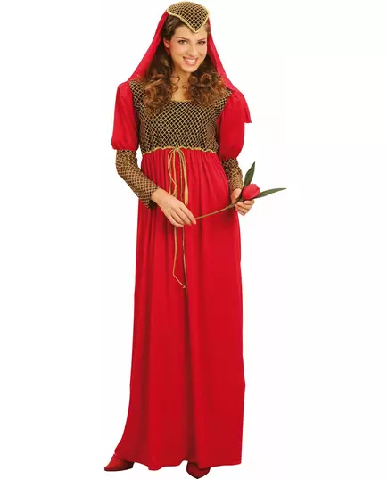 Red medieval costume for women, Size: Small