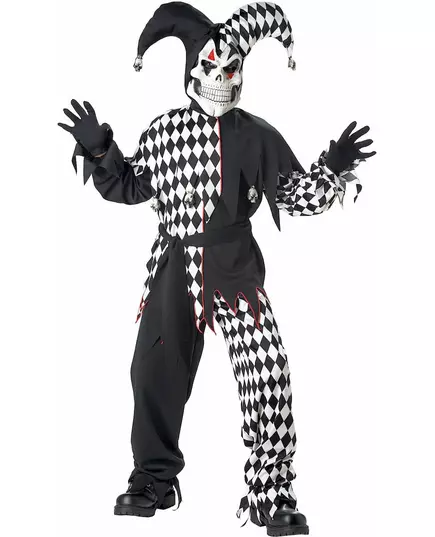 Black and white evil joker costume for children