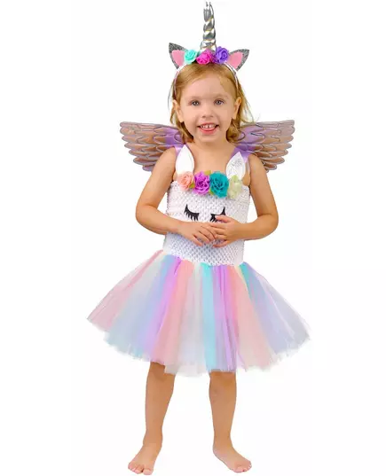 Pastel floral unicorn costume for girls, Size: 10-12 years (130-140 cm)