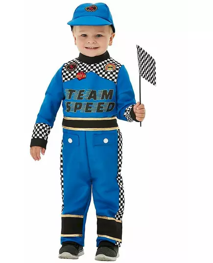 Baby blue racing car driver costume, Size: 1-2 years (84/89 cm)