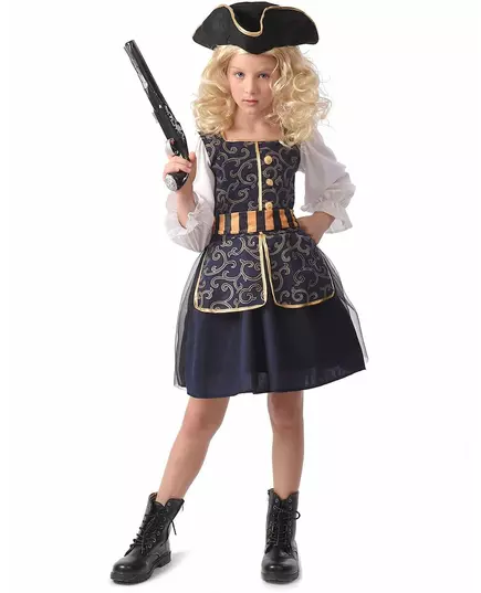 Stilig piratkostyme til jenter, Størrelse: 10–12 år (130–140 cm)