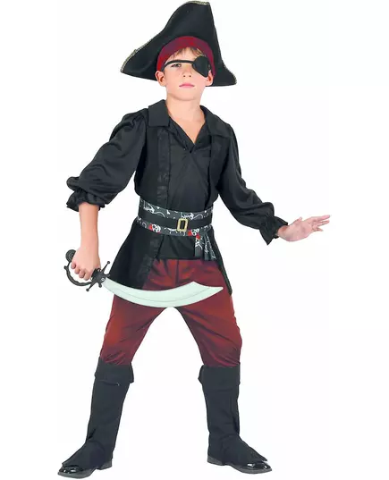 Black and red pirate costume for boys, Size: 4-6 years (110-120 cm)