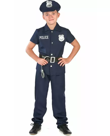 Children's short-sleeved police officer costume, Size: 10-12 years (130-140 cm)