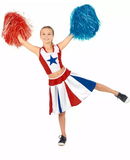 Stjerne cheerleader-kostyme for jenter, Størrelse: 5–7 år (128 cm)