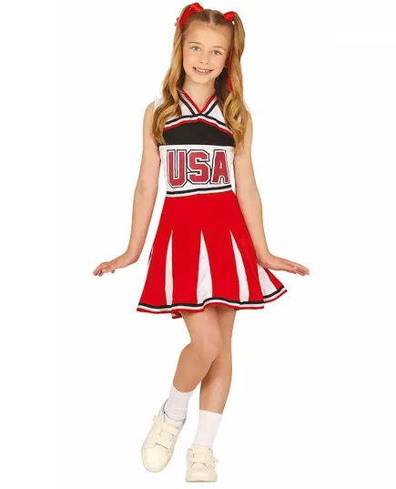 USA cheerleader-kostyme til jenter, Størrelse: 9 år (125–135 cm)