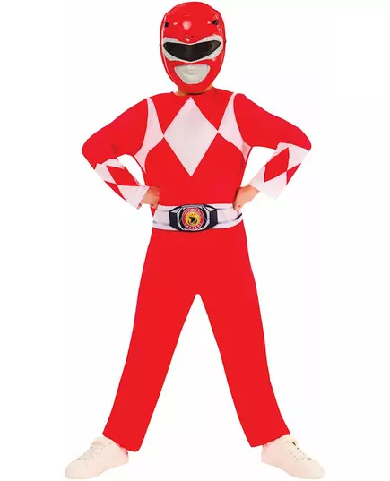 Klassisk rødt Power Ranger-kostyme til barn, Størrelse: 5–6 år (110 – 116 cm)