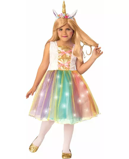 Lysende enhjørning prinsessekostyme for barn, Størrelse: 3–4 år (90–104 cm)