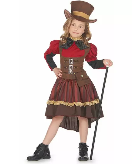 Luxury steampunk costume for girls, Size: 7-9 years (120-130 cm)
