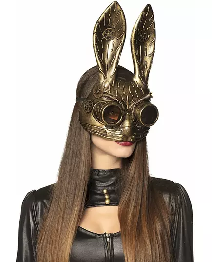 Steampunk voksen gyllen kanin halvmaske