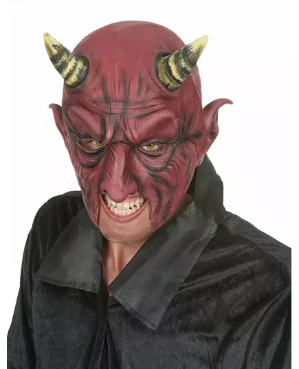 Adult Halloween Horned Demon Latex Half Mask