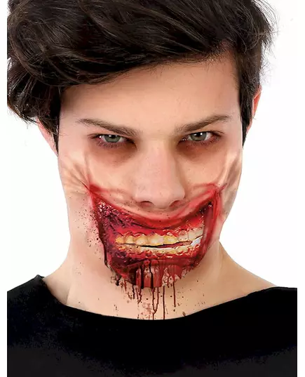 Falskt blodig zombiekjevearr 24 x 10 cm