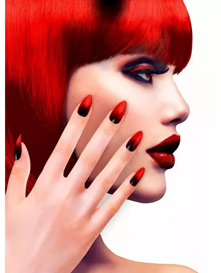 Black and red adhesive false nails for women