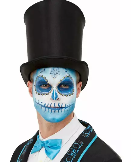 Blå Dia de los Muertos sminke- og tatoveringssett for voksne